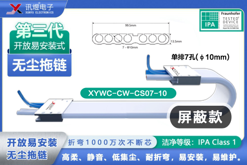 （4）蘇州訊煜電子,開放易安裝式無塵拖鏈（3代）,XYWC-CW-CS07-10<br/>訊煜開放易安裝式無塵拖鏈（第3代屏蔽款）_214